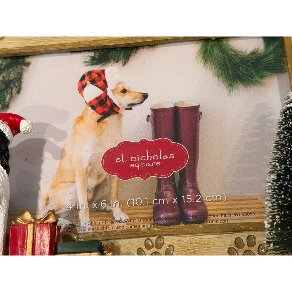 St Nicholas Square Christmas Dog House Picture Frame 4x6 Border Collie 3D Resin
